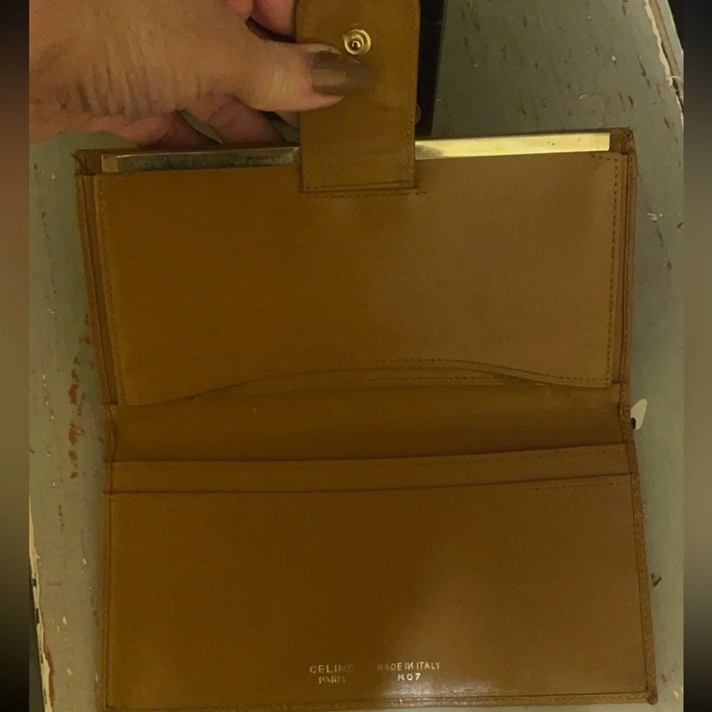 Celine Leather Brown Logo Continental Wallet